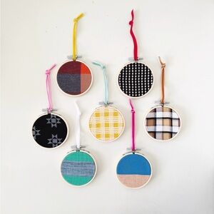 Ace & Jig Waste Not Fabric Hoop Ornaments 3.5”